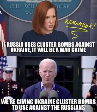 USA war crimes cluster bombs Joe Biden White House speaker
